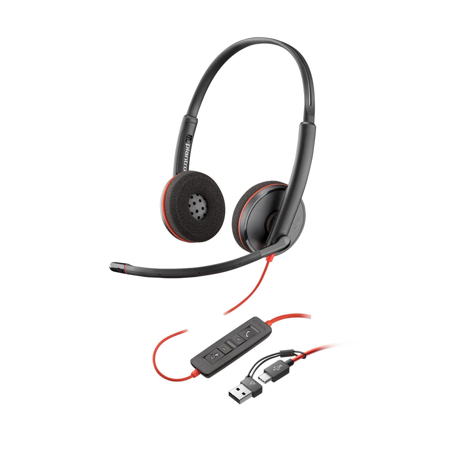 Poly Blackwire 3210 Mono-USB-C-Headset schwarz +USB-C/A-Adapter 8X2J8A6