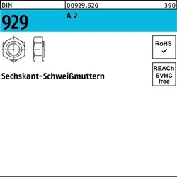Sechskantanschweißmutter DIN 929 M3 A 2 100 Stück
