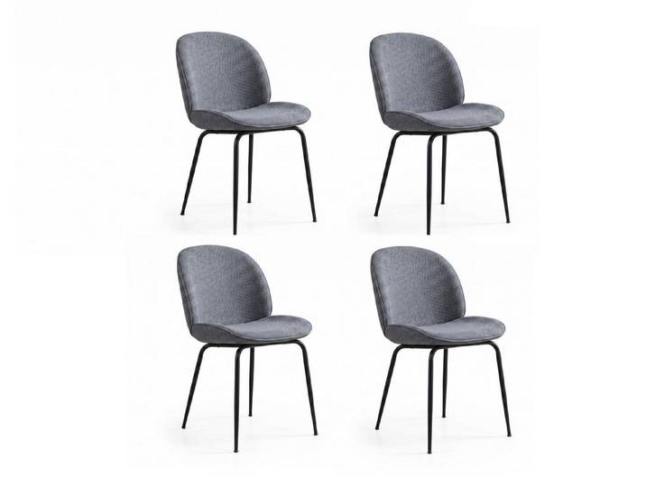 JVmoebel Sitzgruppe Esszimmerstühle(4x) Grau Stilvolle Anthrazit Polsterstuhl Modern Loft, Made in Europa