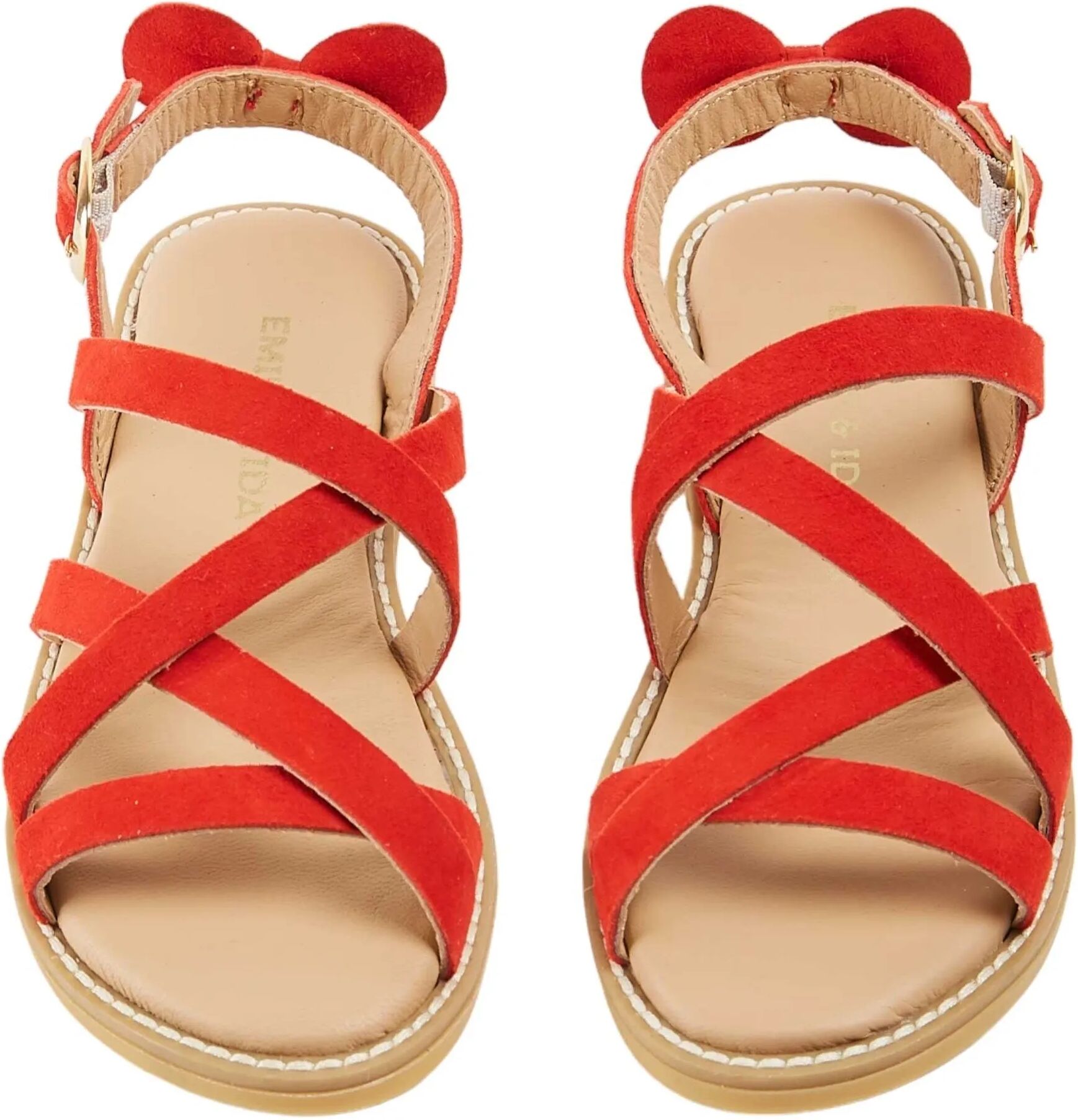 Emile et Ida Sandales Croisées Cuir Rouge 25
