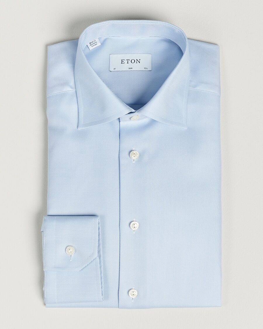 Eton Slim Fit Textured Twill Shirt Blue men L Blå