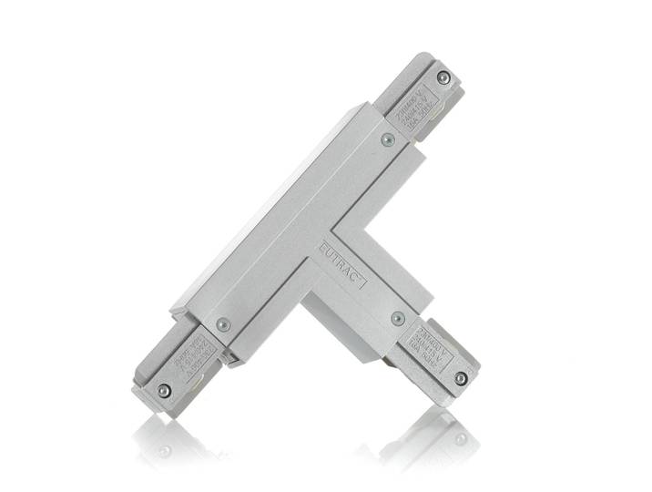Eutrac T-Verbinder Erde außen links, silber 3-Phasen, alu / grau / zink, Stromschienenstrahler