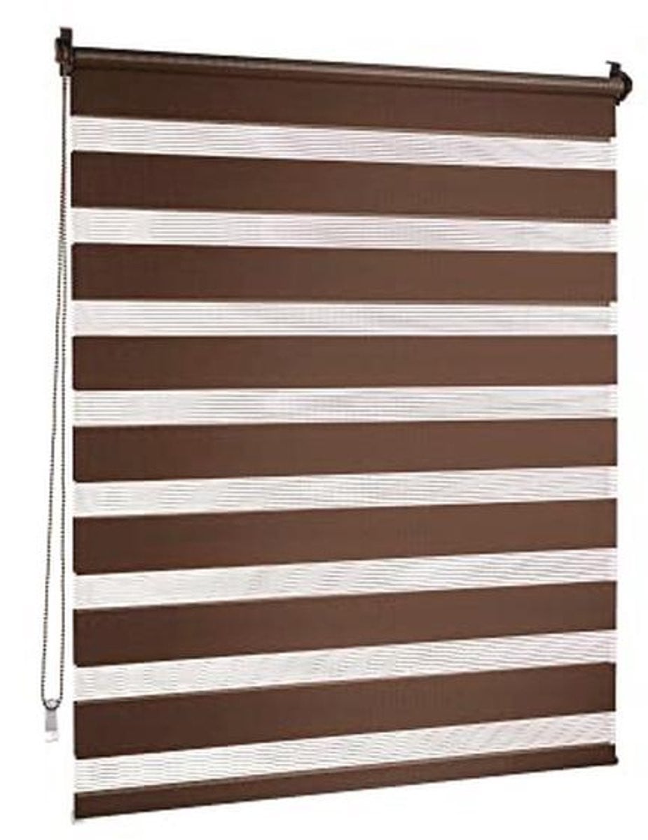 Klemmfix Duo-rolgordijn Dubbel Rolgordijn zonder Boren - Donkerbruin - B/D/H: 60 x 150 cm