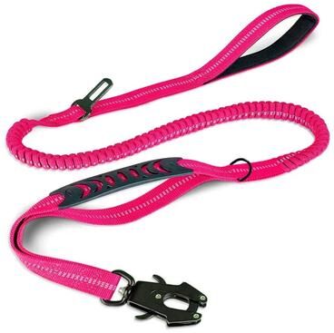 Uplift Essentials Heavy Duty Tactical Reflective Bungee Dog Leash pink