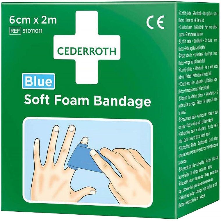 Cederroth Förband soft foam blå, 6 cm x 2 m