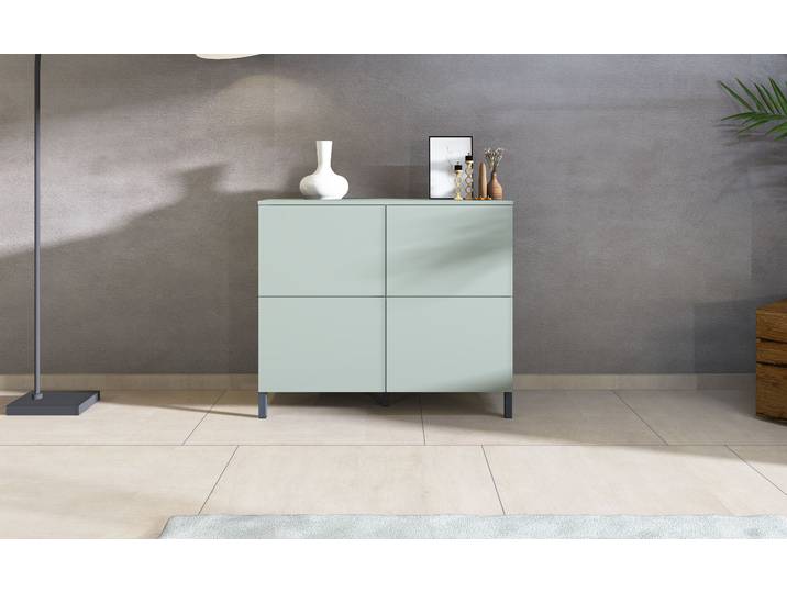 Kommode BORCHARDT MÖBEL Haama, Sideboard mit Metallfüßen, Push-to-open-Technik, Breite 93 cm , grün (salbei), B:93cm H:80cm T:35cm, Holzwerkstoff, Sideboards, Kommode, Drucköffner (Push-To-Open), höhenverstellbarer Einlegeboden