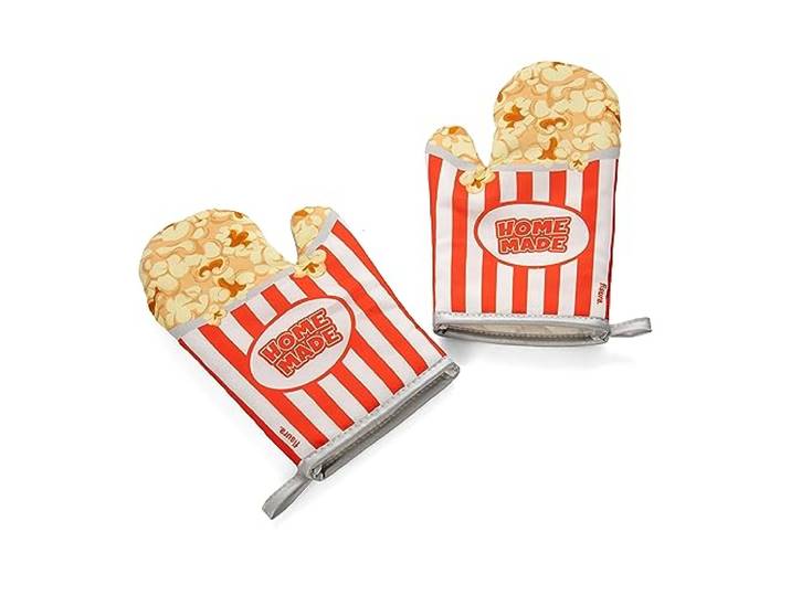 FISURA - Ovenwanten Ovengestempeld. Originele ovenwanten. Leuke ovenwanten van katoen.14 x 30. Katoen en polyester (Popcorn, rood)