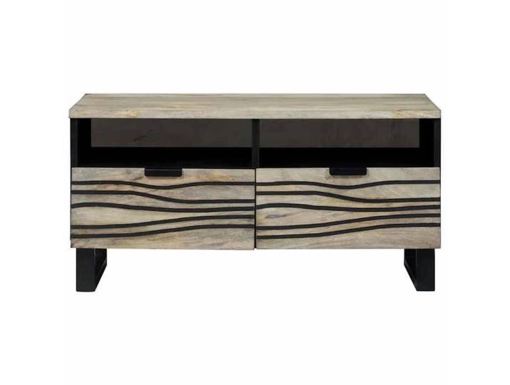 {Beige}Table moderne - Table basse salon - Beige et Noir 80x54x40 cm Bois d'acacia massif - Cadre robuste_9244