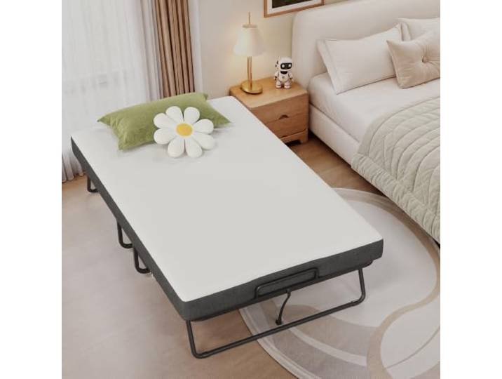 Klappbett mit 13 cm dicker Memoryschaum-Matratze und Rollen, 190 x 114 x 32 Super starker Metallrahmen, faltbares Gästebett, platzsparendes tragbares Bett, 204 kg Kapazität, für Zuhause und Büro