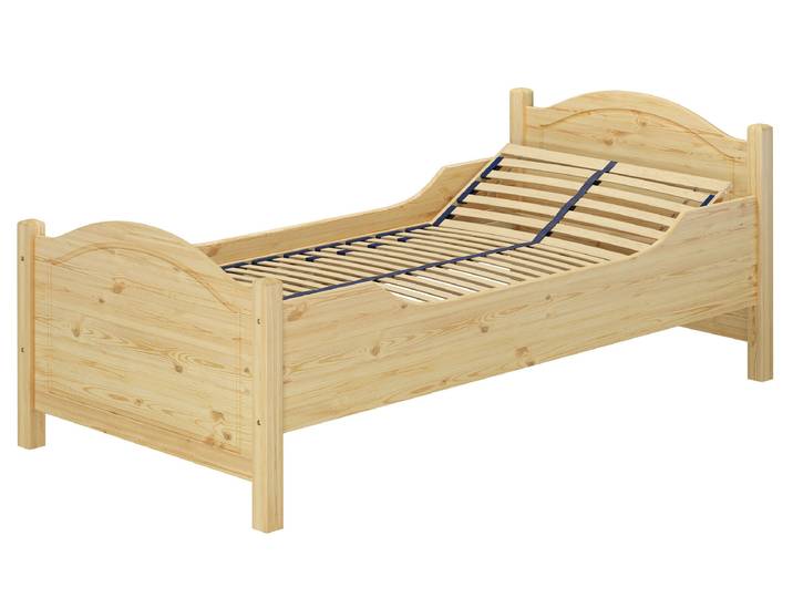 Hohes Holzbett für Senioren 90 x 200 cm Einzelbett Landhausstil
