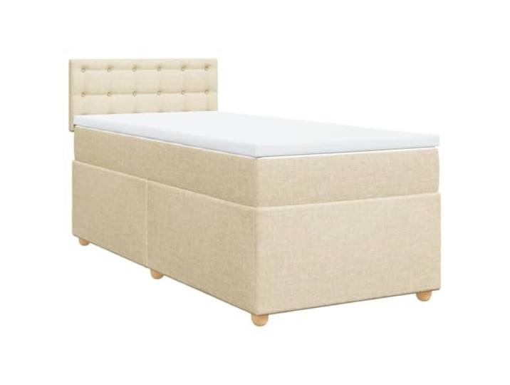Makastle Boxspringbett mit Matratze Creme 90x190 cm Stoff Taschenfederkernmatratze