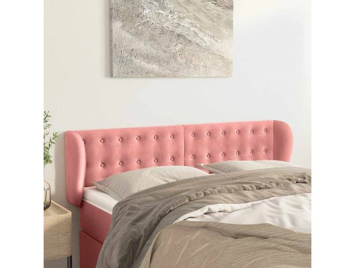 vidaXL Kopfteil mit Ohren Rosa 147x23x78/88 cm Samt