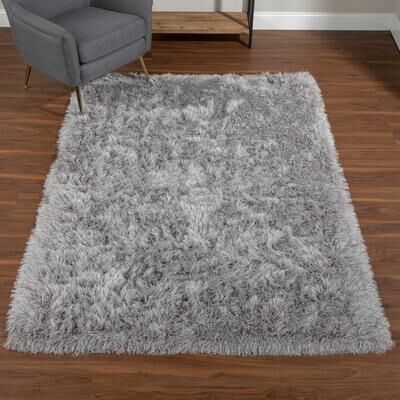 Addison Rugs Addison Aurora Deeply Complex Modern Grey Shag Area Rug
