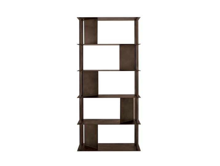 Bibliothèque verticale en métal marron, 90 x 40 cm, hauteur 190 cm
