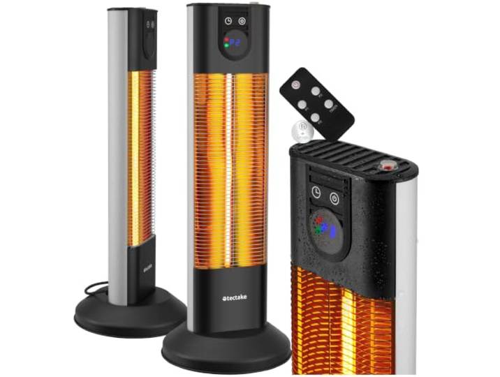 tectake® Chauffage Electrique Infrarouge Silencieux Chauffage exterieur terrasse réglable économique 500W\, 1000W & 1500W Chauffages d'appoint pour Jardin\, Balcon\, Chambre\, Salon\, Table à langer