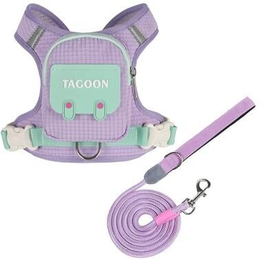 Uplift Essentials Adventure Pet Harness & Backpack Set Reflective Escape Proof Walking Vest purple s