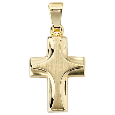 Kreuzanhänger JOBO "Anhänger Kreuz", gelb (gelbgold 585), Schmuckanhänger, Damen, Gelbgold 585, 585 Gold