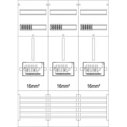 f-tronic 7121018 Zählerfeld 3-feldrig, H=1050mm, 3-3.HZ 16mm2, 3 ZSK-Set, Z31B-16-ZSK Z31B16ZSK