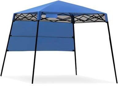 Costway 7 x 7 Feet Sland Adjustable Portable Canopy Tent with Backpack-Blue