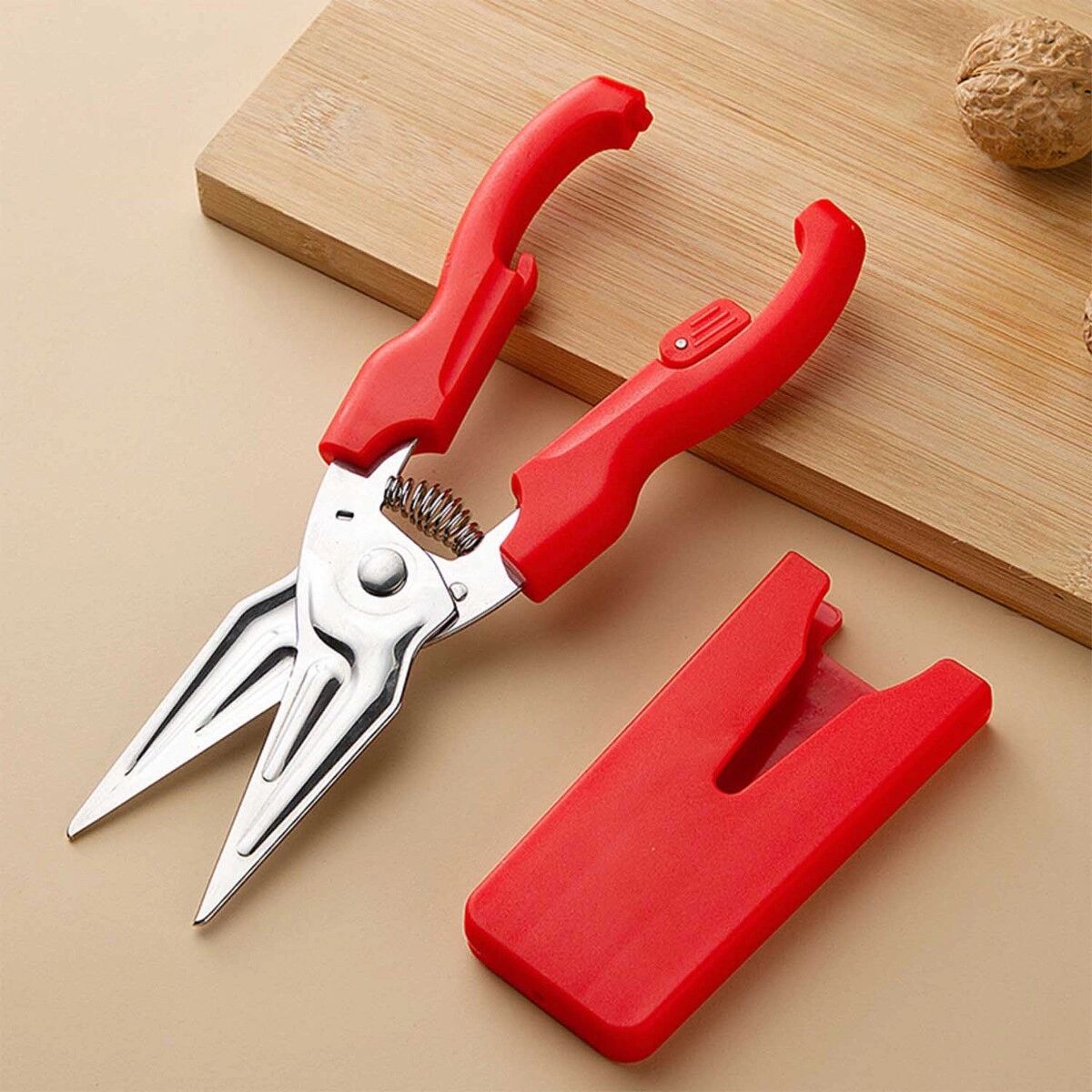 INF Geflügelschere aus Edelstahl mit magnetischer Hülle - Mehrzweck-Küchenschere Rot