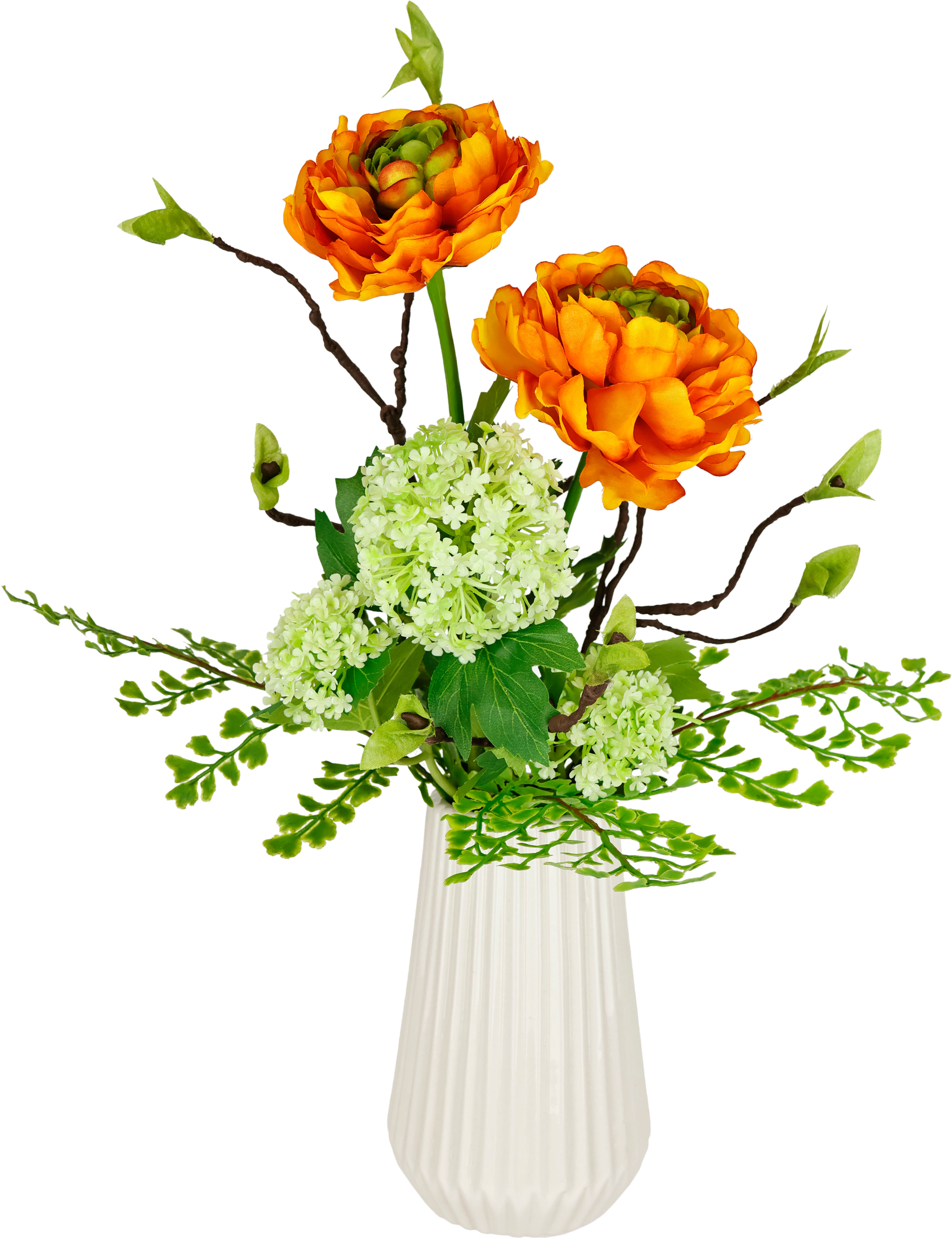 Kunstblume I.GE.A. "Arrangement Ranunkel", orange, B:23cm H:44cm L:14cm, Kunstpflanzen, Kunstblume, Vase aus Keramik