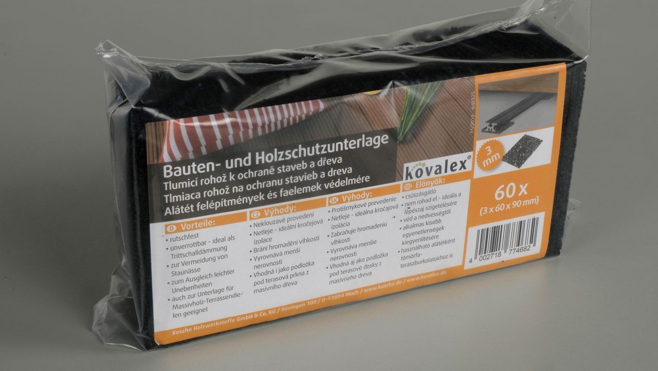 Kovalex Bautenschutzunterlage 90 x 60 x 3 mm schwarz 60 Stück