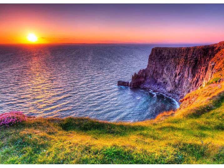 Fototapete PAPERMOON Sunset at Moher Cliffs , bunt, B:3,5m L:2,6m, Vlies, Tapeten, Fototapete