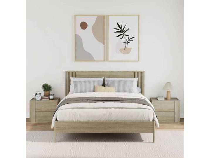 {January Sale}Petite Armoire de lit - Cabinet de chevet industrielle Table de chambre - Tables de chevet murales 2 pcs chêne sonoma