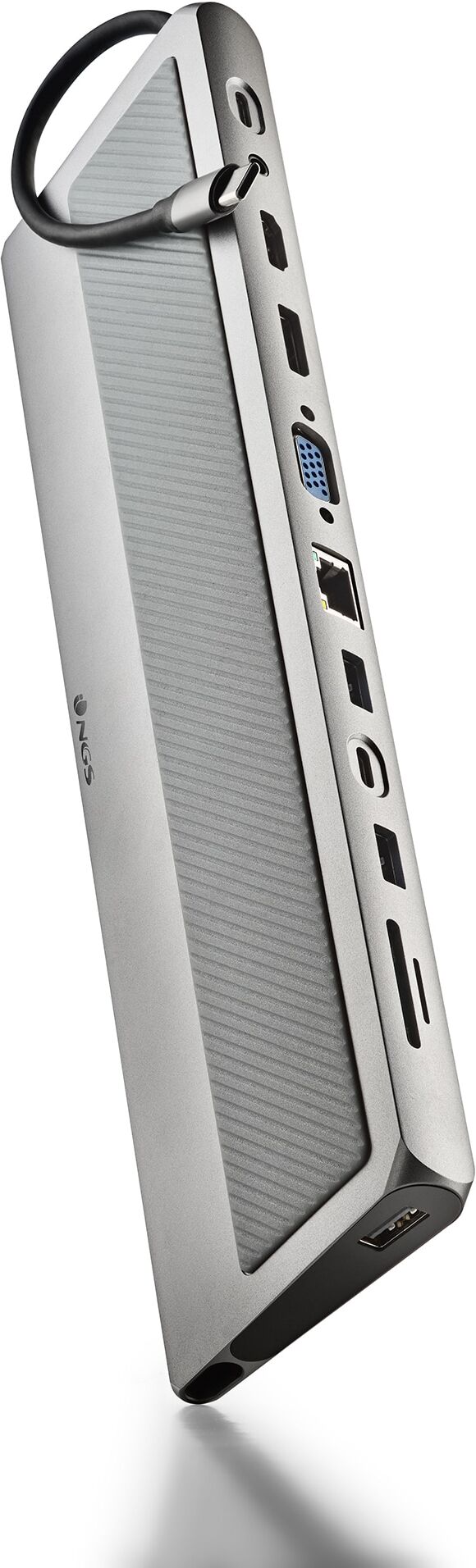NGS Adaptador Multipuerto 12 en 1 Wonder Dock 12 Pro Compatible con Dispositivos USB-C. Plata