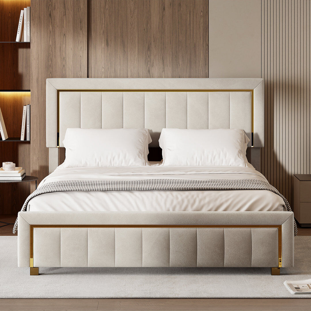 Metro Ottoman Storage Bed Beige European Kingsize (160 x 200 cm)