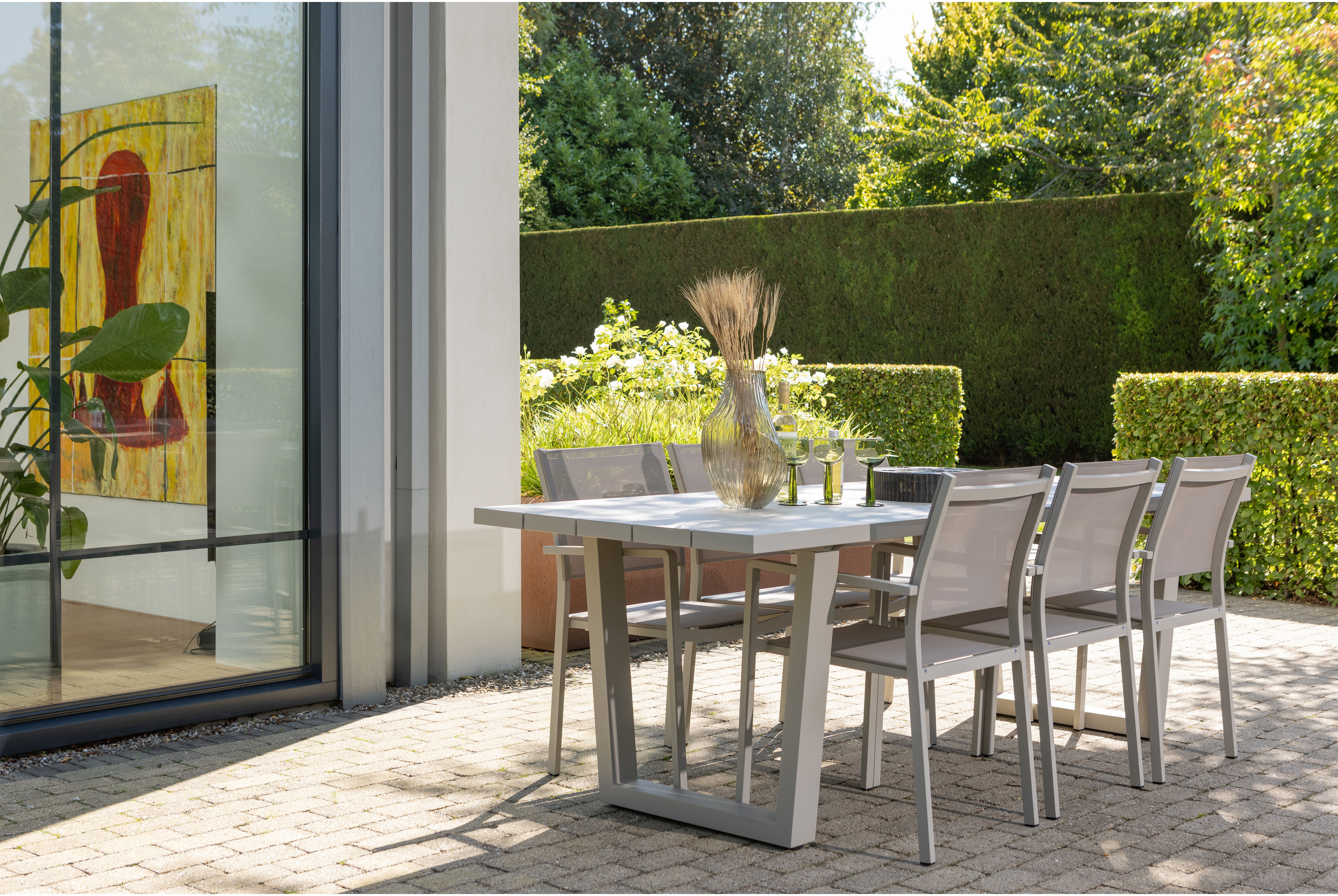 Esstisch WOOOD "Bear Outdoor-Aluminium korrosionsbeständig, H 75 x B 240 x T 87 cm", beige (diverse, sand, diverse), B:240cm H:75cm T:87cm, Tische, Esstisch, Leichtgewichtig, Tragkraft 150 kg, einfach zu montierbar diverse, sand, diverse B/H/T: 240cm x 75