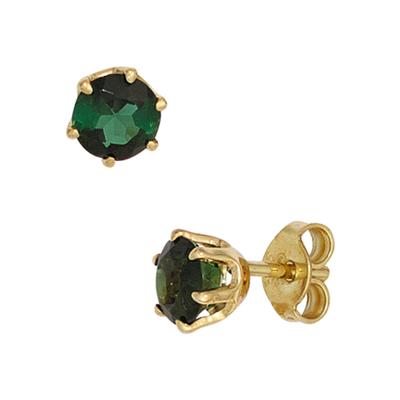 Paar Ohrstecker JOBO, gelb (gelbgold 585), Ohrringe, Damen, 5,1mm, Gelbgold 585, rund 585 Gold mit Turmalin