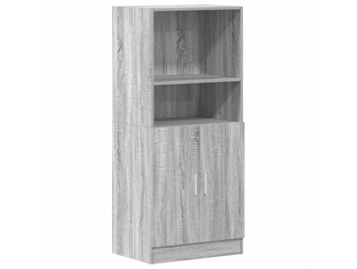 KUPTYERFG Küchenschrank Grau Sonoma 57x41,5x131,5 cm Holzwerkstoff Vielseitiger Beistellschrank mit offenen Fächern und Türen für Ordnung in Küche, Esszimmer, Büro und Gastronomie.