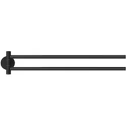 tesa, Handtuchhalter + Handtuchhaken, MOON BLACK Handtuchhalter zweiarmig inkl. Klebelösung ohne Bohren