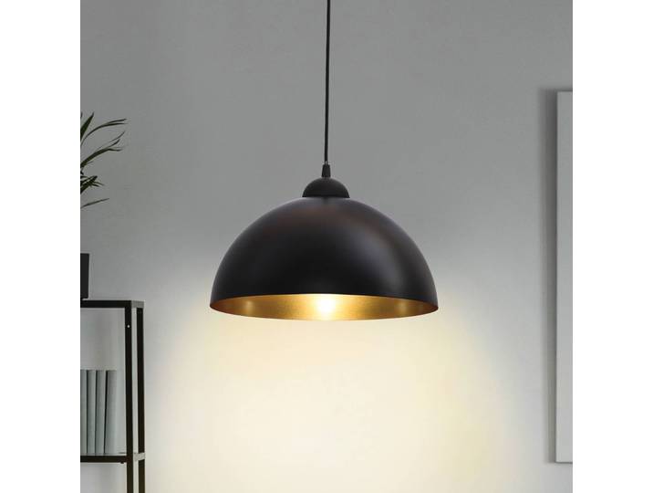 B.K. Licht Hängelampe Goldi, dimmbar, schwarz, für Wohn- / Esszimmer, Metall, Pendelleuchte