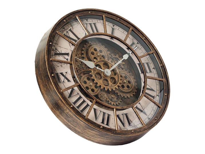 Horloge murale à engrenages ronds, horloge artisanale murale rétro légère, montre personnalisée de luxe, vente en gros