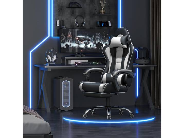 Chaise de jeu ergonomique personnalisable avec siège et appui-tête pivotant, chaise de jeu vidéo réglable avec soutien lombaire de Massage