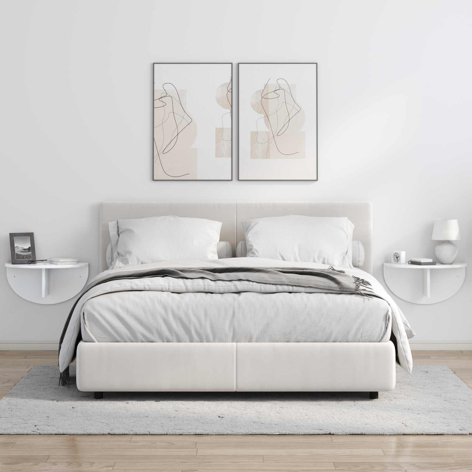 vidaXL Étagère Murale 2 pc Blanc brillant 48 x 24 x 24 cm