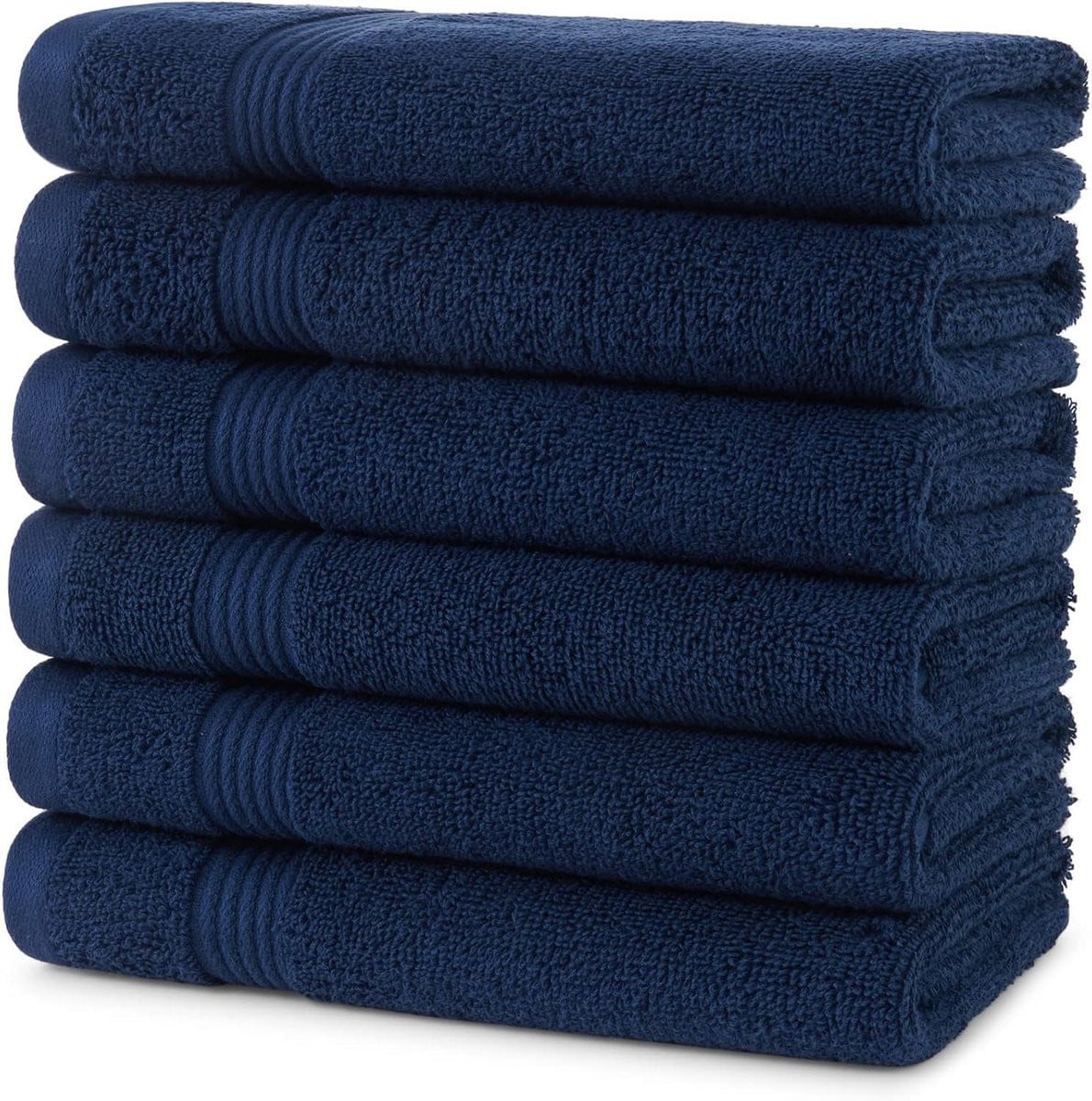 Set van 6 super zachte katoenen badhanddoeken in Lapis Marine