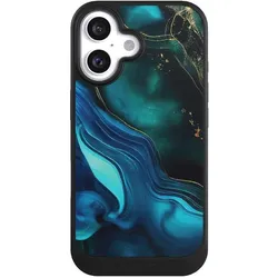 Nivocase Hülle für Apple iPhone 16 Handyhülle NIVOcore Case Schwarz Art Farbverlauf Marmor (Apple iPhone 16), Smartphone Hülle, Schwarz