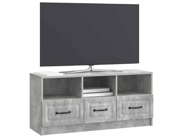 GKHPYURE TV-Schrank mit Schublade, betongrau, 102 cm Holztechnik, 3 Schubladen, 60 kg Tragkraft, Metallgriffe, großer Stauraum
