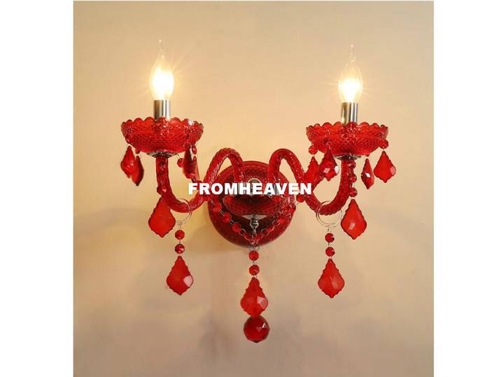Applique murale en cristal moderne, applique murale en cristal pour salon moderne, couleur rouge, éclairage mural en cristal, décoration murale en cristal, applique murale en cristal
