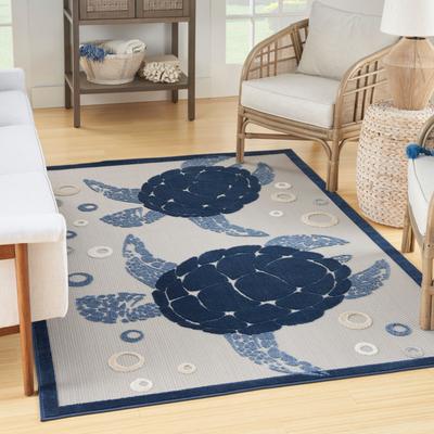 Nourison Aloha Indoor Outdoor Coastal Sea Turtles & Beach Area Rug