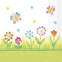 Mank Serviette Tissue - Design Insa, 33 x 33 cm, 100 Stück - Sommerwiese Blumen Floral
