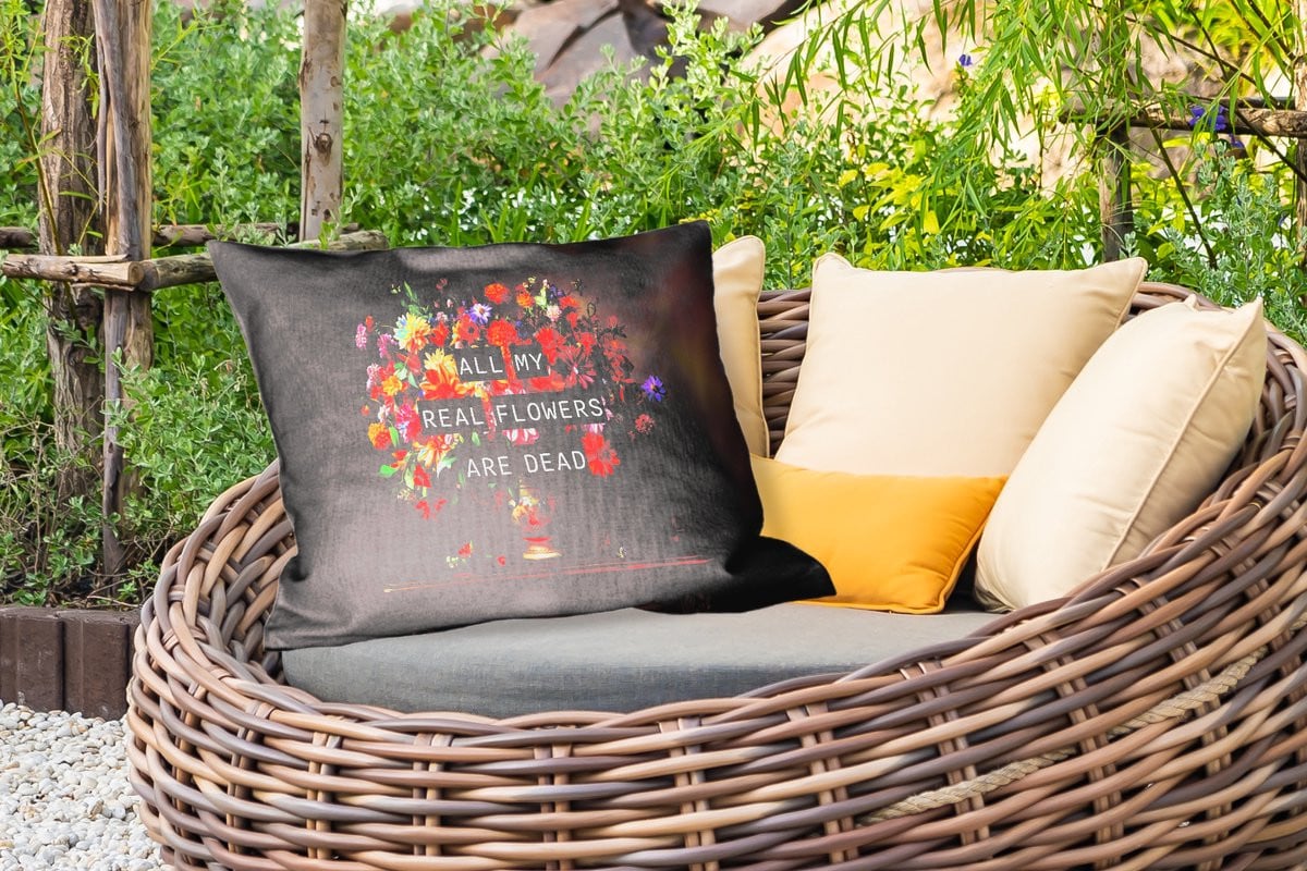 Weerbestendige buitenkussens met vintage bloemenprint - 60 x 40 cm