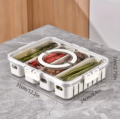 Inspire Curations Divided Rotating Snack Serving Tray With Lid & Handle large 4 Grids
