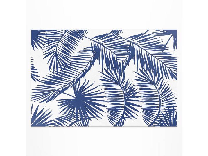 Wallfluent Teppich 80x120 cm Tropische Blätter Illustration, Pastellblau, Kunststoff, 80x120 cm, Teppiche und Böden, Teppiche