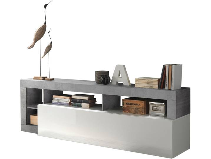 Lowboard HOME AFFAIRE Hamburg , weiß (weiß, betonoptik), B:184cm H:58cm T:35cm, Sideboards, Lowboard, Breite 184 cm