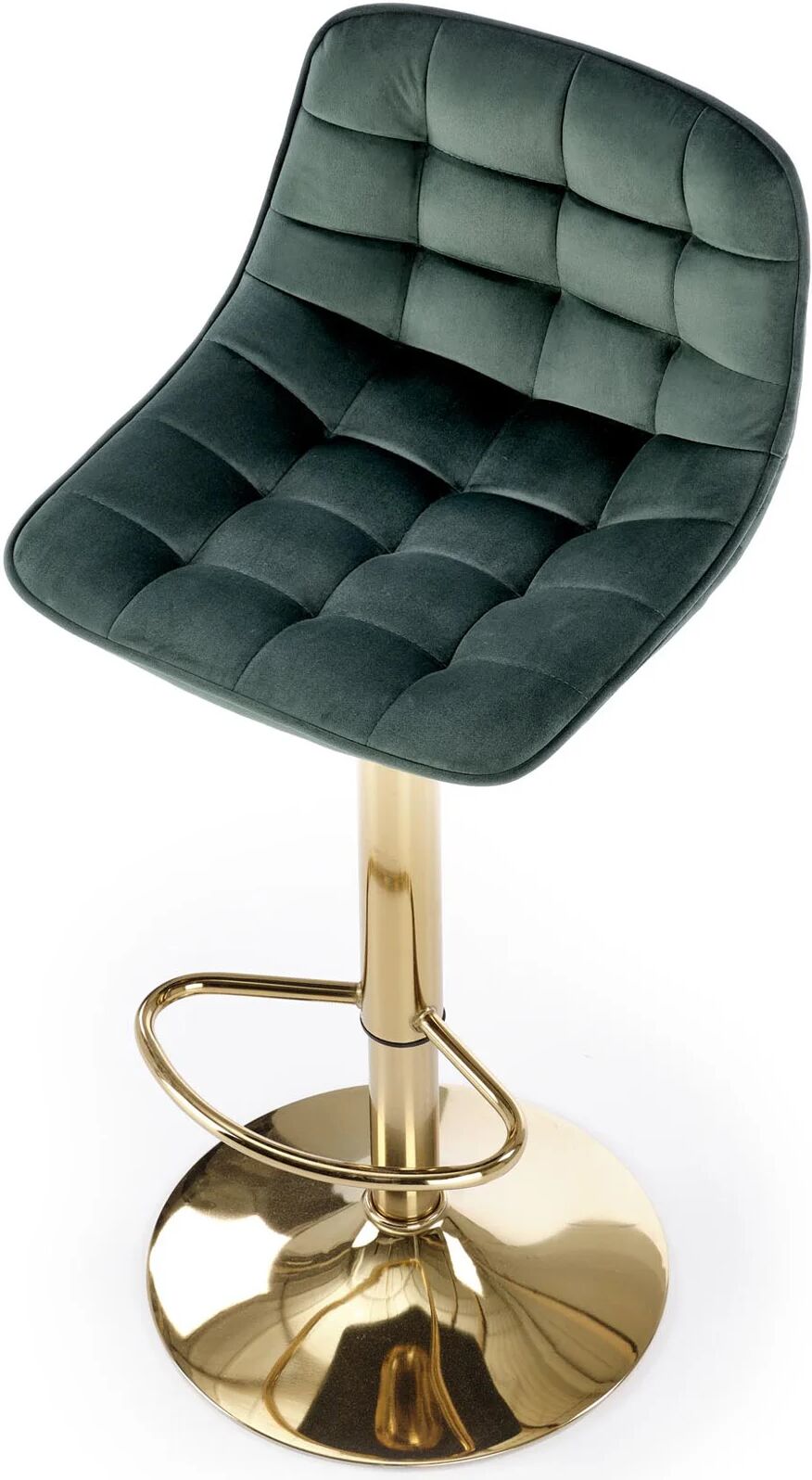 garneroarredamenti Sgabello alto regolabile in velluto moderno verde scuro oro Marisol