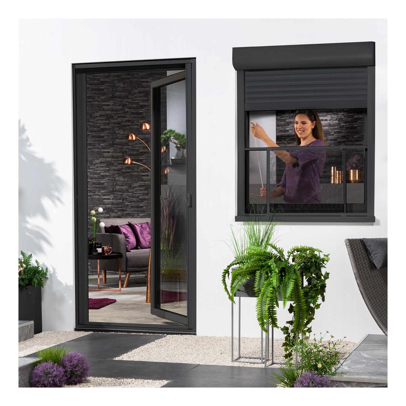 Instektenschutz-Alu Schiebefenster "COMFY SLIDE XL", 75x100 cm in Anthrazit